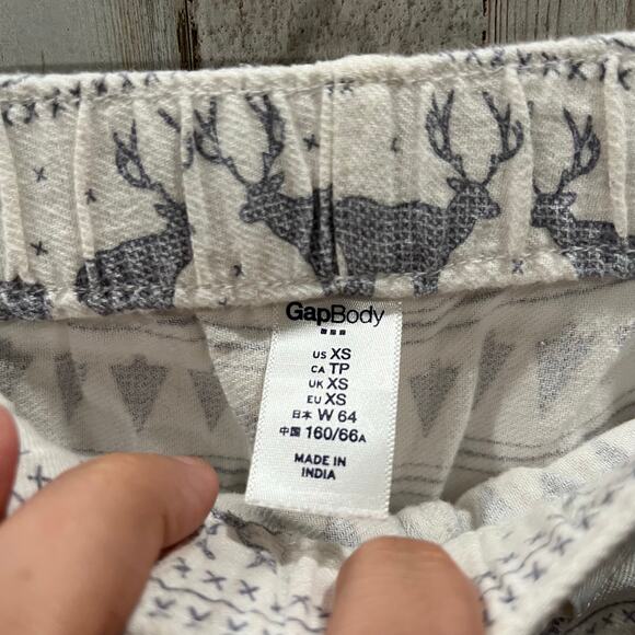 Gap Body Reindeer Flannel 100% Cotton Sleep Pants Womens XS Lounge Cozy Holiday - Picture 4 of 8